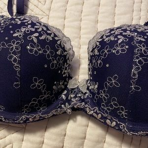 Victoria’s Secret Blue Sparkly Floral Bra